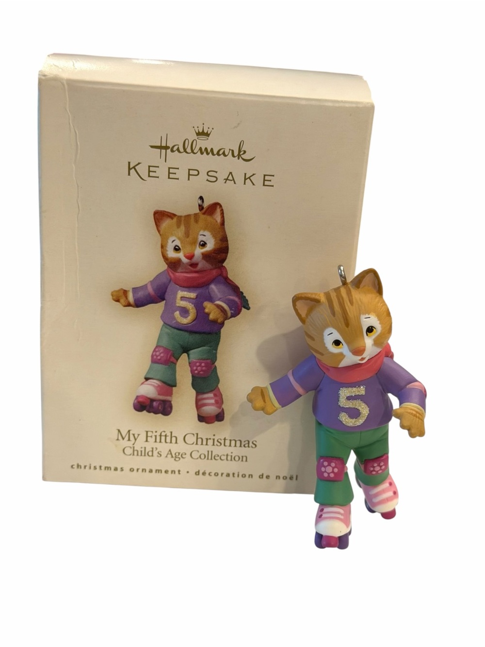 Hallmark My Fifth Christmas Ornament Kitten Girl On Roller Skates Child’s Age 5